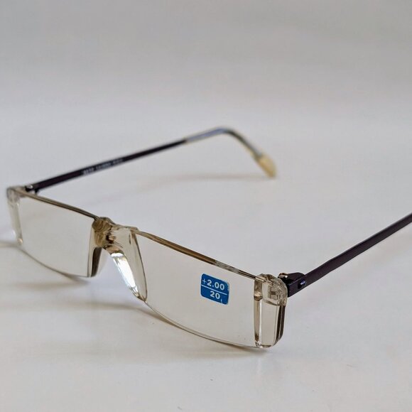 NWT Vintage 90's Small Rectangle Rimless Half Frame Reading Sunglasses (Brown) - Picture 3 of 4